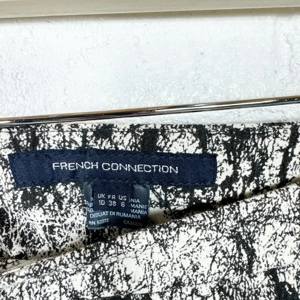 French Connection Abstract Print Skinny Pants‎ Womens Size 6 Black White